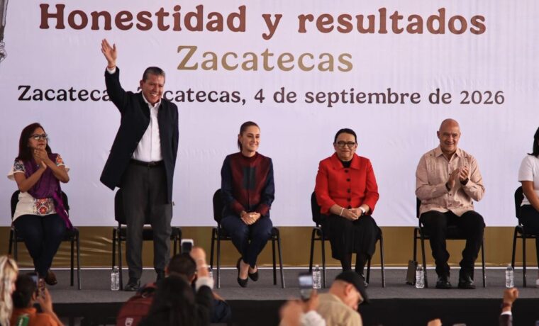 Claudia Sheinbaum y David Monreal durante el Segundo Informe en Zacatecas